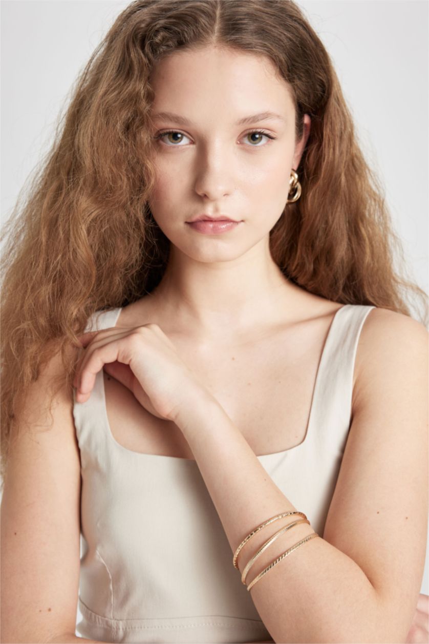 FEMME Altın Lot de 3 Bracelets dorés pour femme