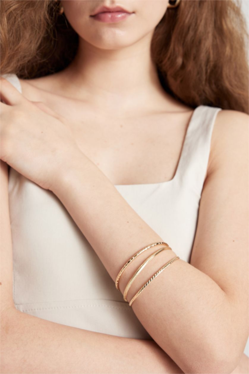 FEMME Altın Lot de 3 Bracelets dorés pour femme