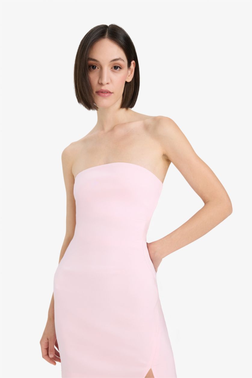 Woman Pink Strapless Mini Dress