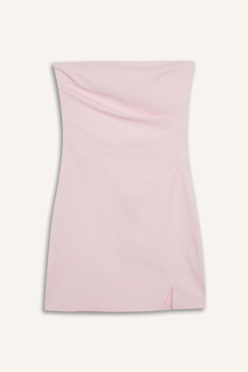 Woman Pink Strapless Mini Dress