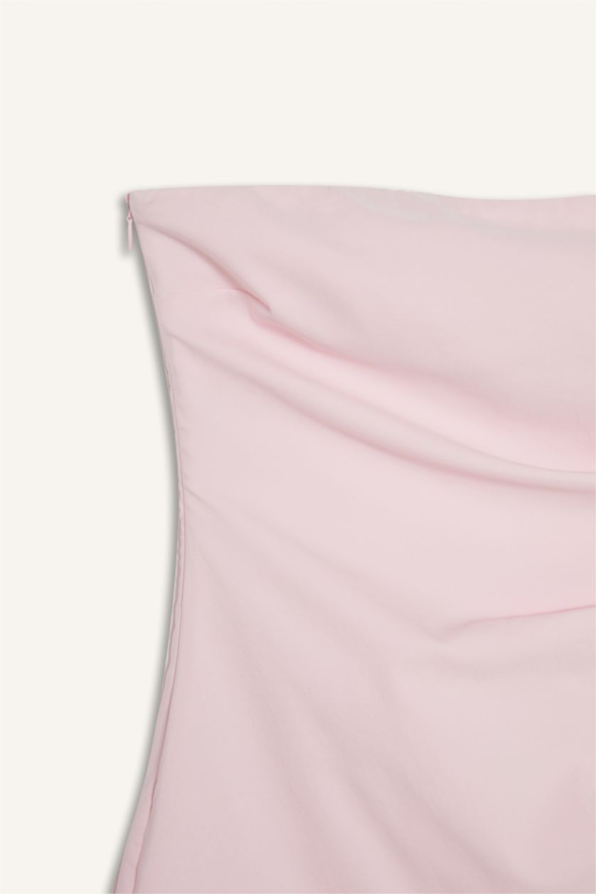 Woman Pink Strapless Mini Dress