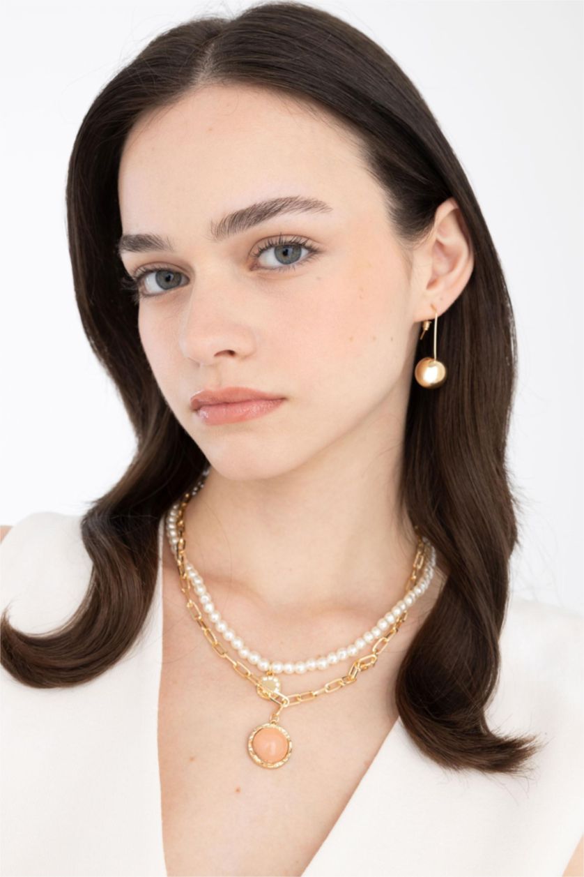 WOMAN GOLD Woman Pearl Detailed Gold Necklace
