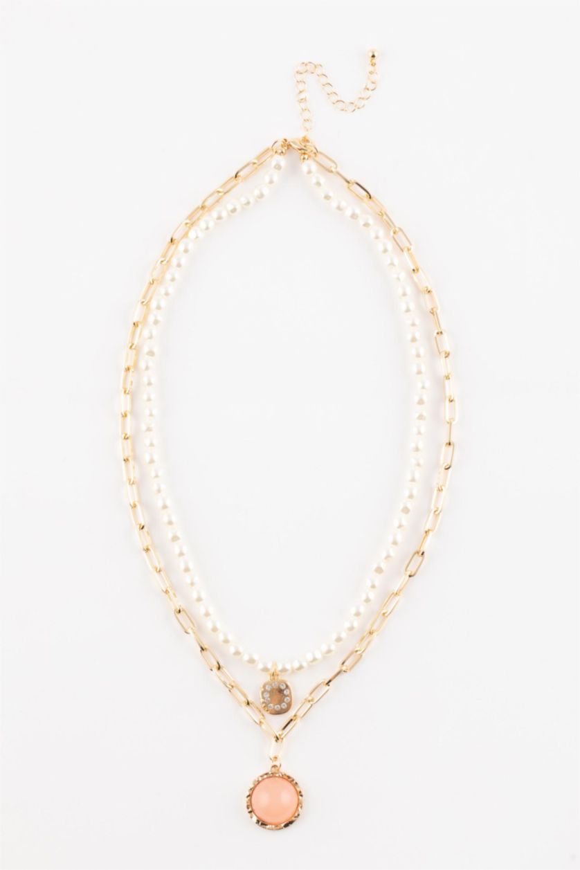 WOMAN GOLD Woman Pearl Detailed Gold Necklace