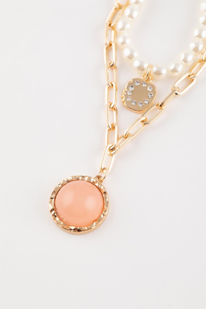 WOMAN GOLD Woman Pearl Detailed Gold Necklace