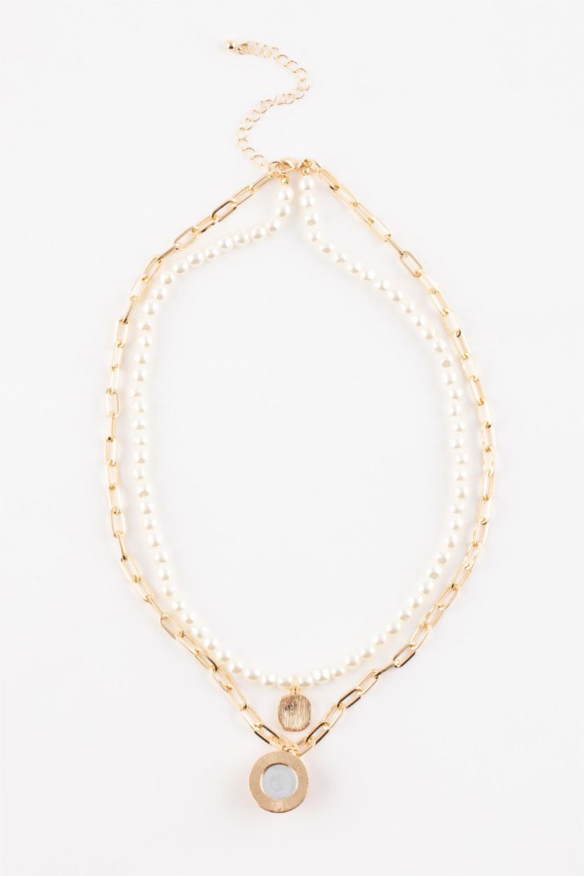WOMAN GOLD Woman Pearl Detailed Gold Necklace