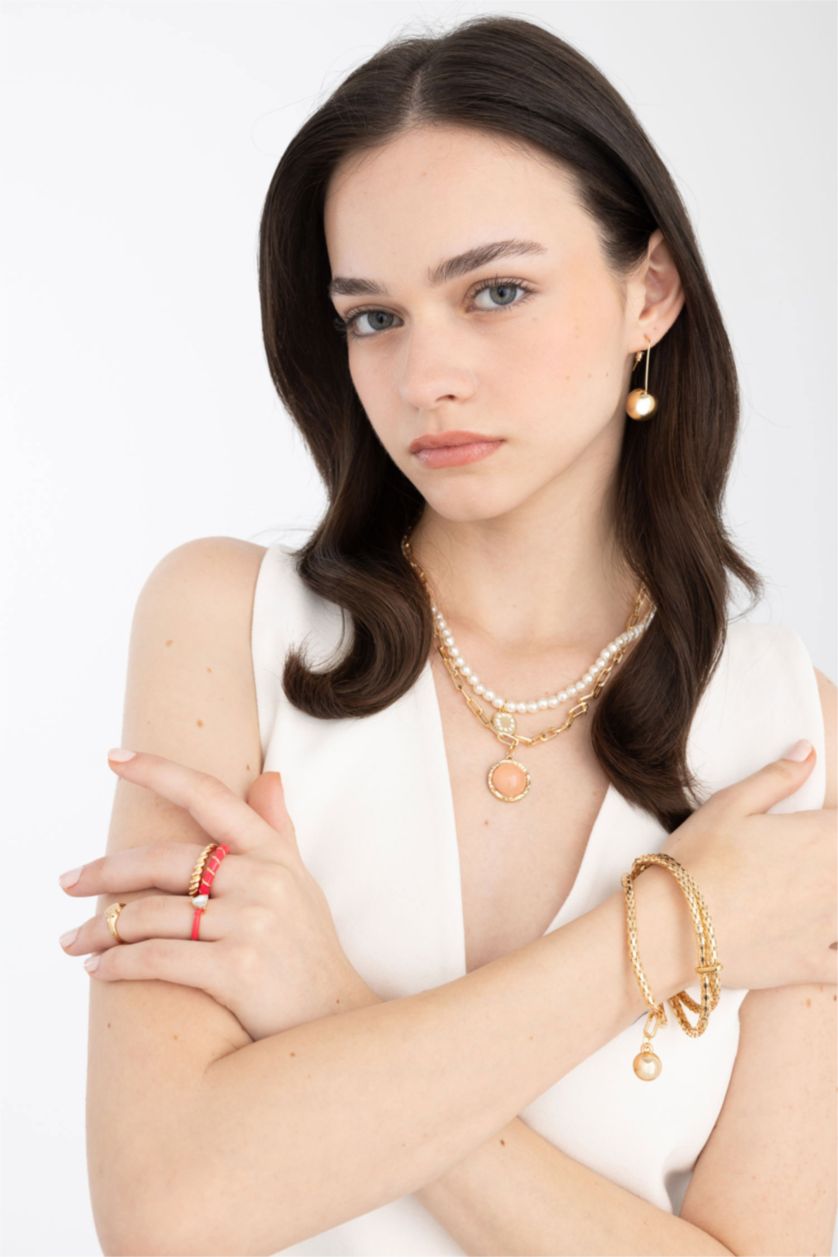 WOMAN GOLD Woman Pearl Detailed Gold Necklace