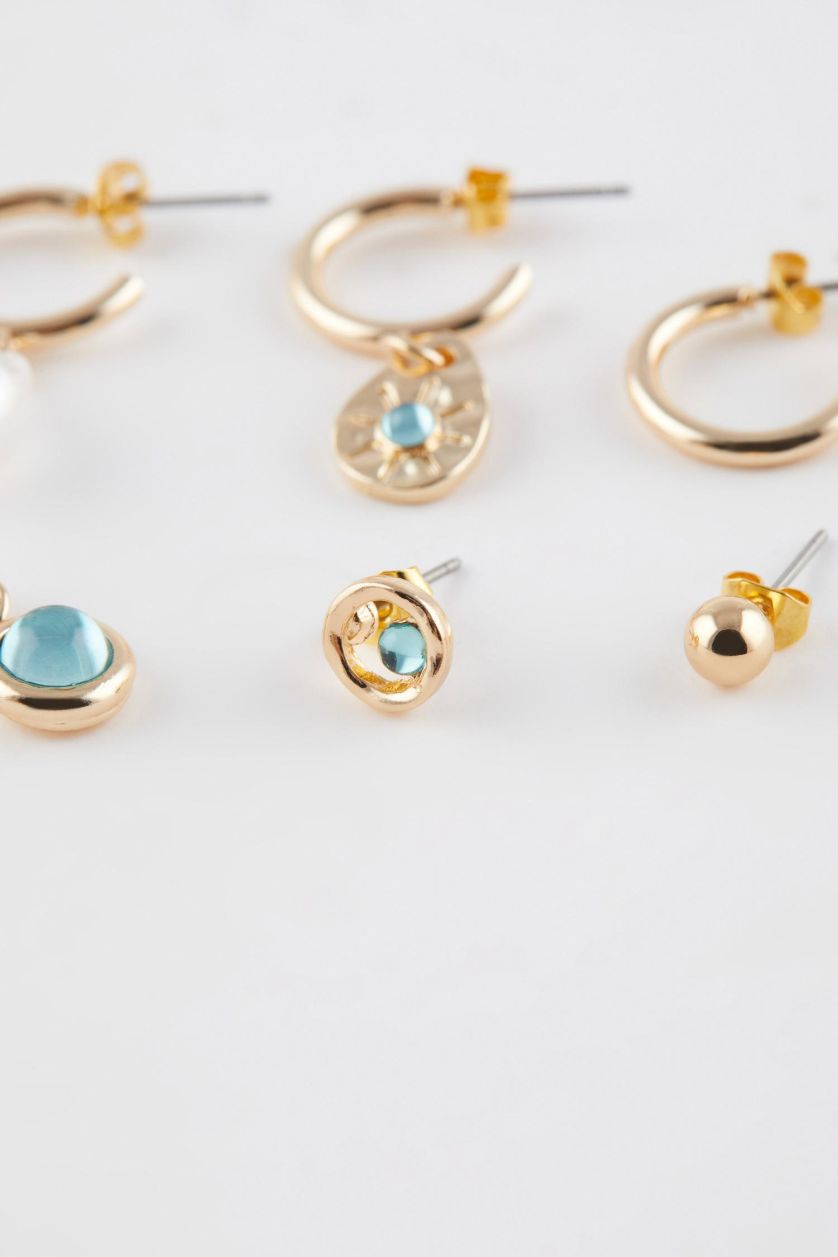 حريمي GOLD حلق حريمي ذهبي بحجر - 6 قطع