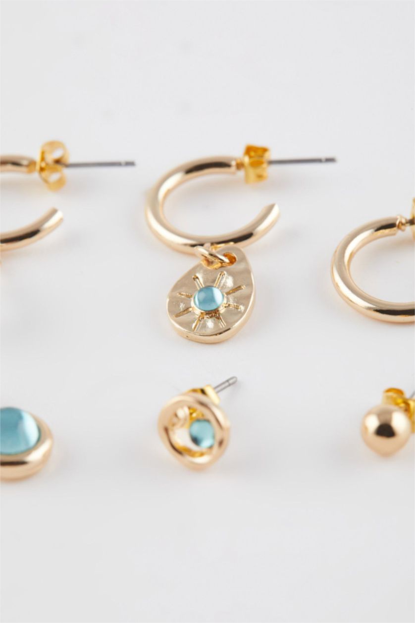 حريمي GOLD حلق حريمي ذهبي بحجر - 6 قطع