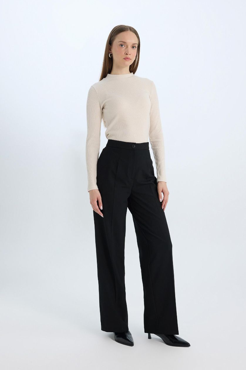 نساء أسود بنطرون قصة مستقيمة