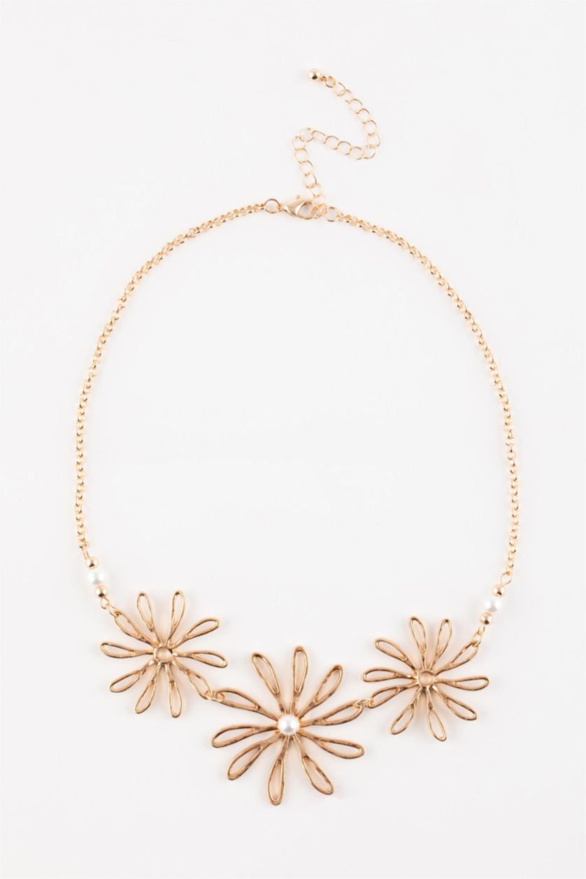WOMAN Altın Woman Flower Detailed Gold Necklace