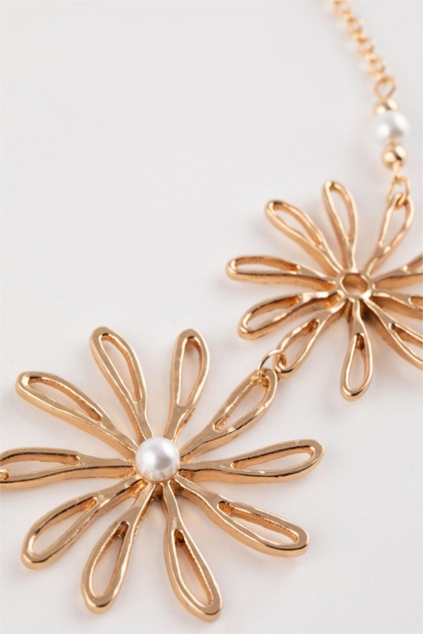 WOMAN Altın Woman Flower Detailed Gold Necklace