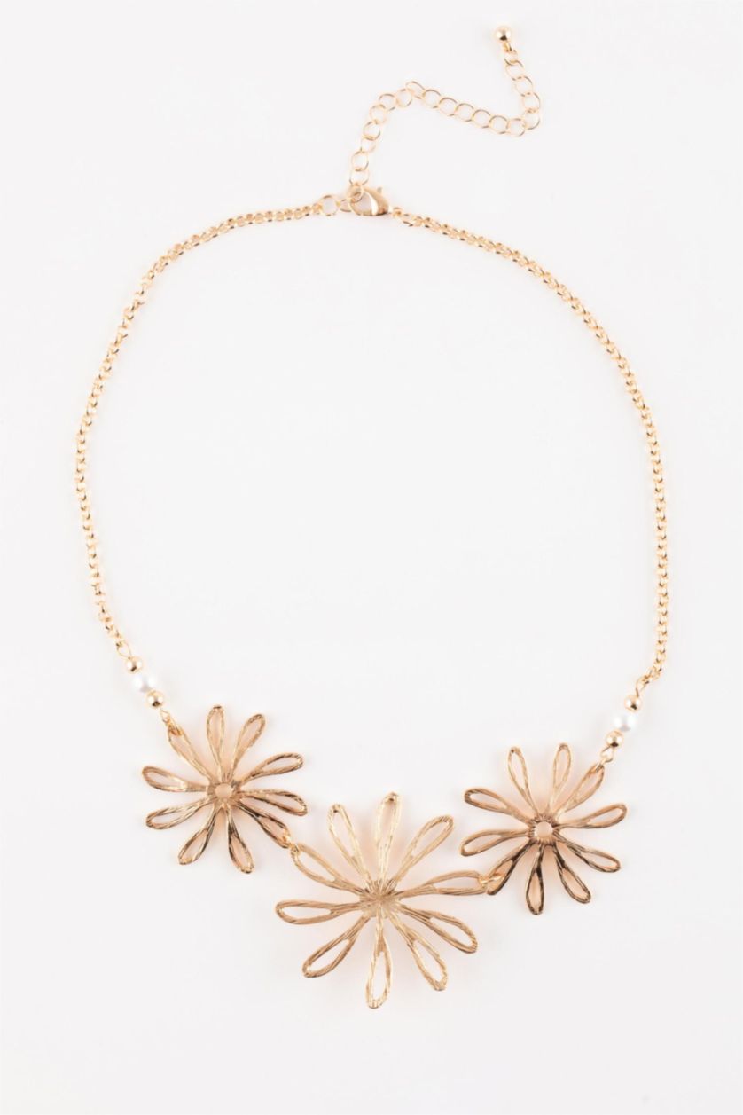 WOMAN Altın Woman Flower Detailed Gold Necklace