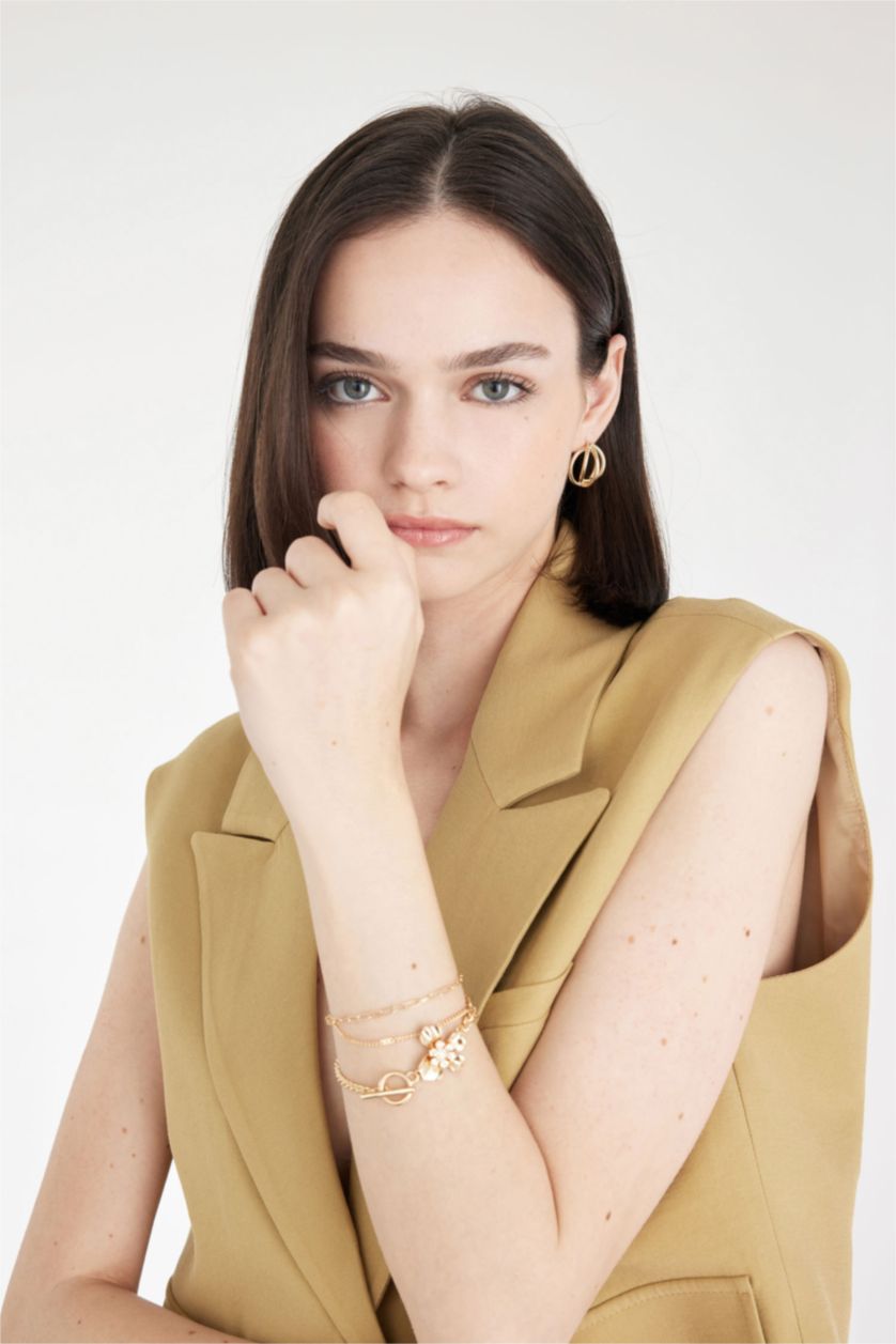 WOMAN GOLD Woman 3 Piece Gold Bracelet with Flower Motif