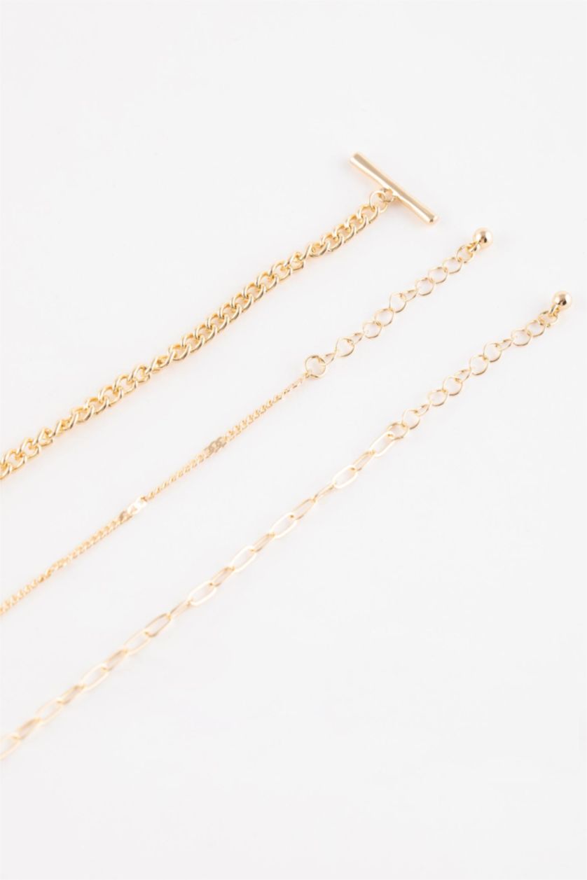 WOMAN GOLD Woman 3 Piece Gold Bracelet with Flower Motif