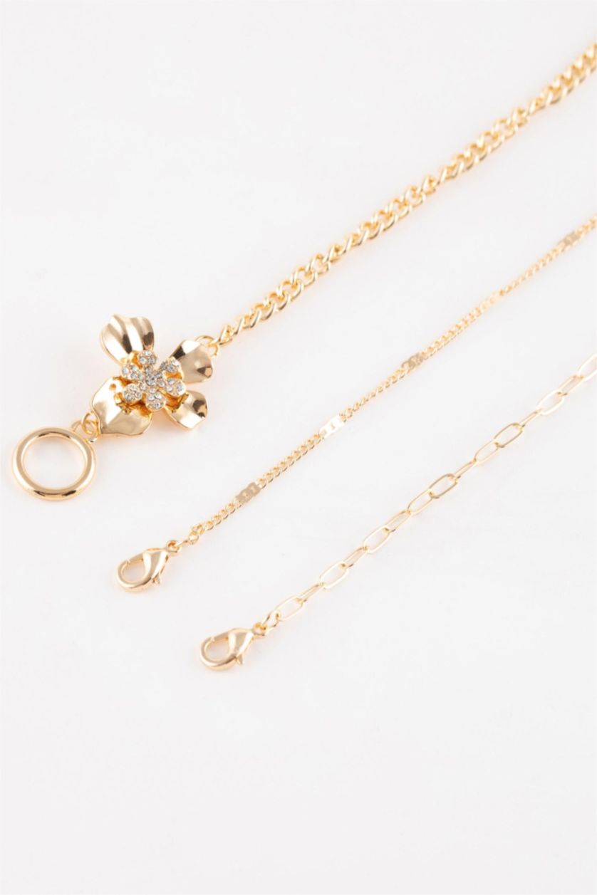 WOMAN GOLD Woman 3 Piece Gold Bracelet with Flower Motif