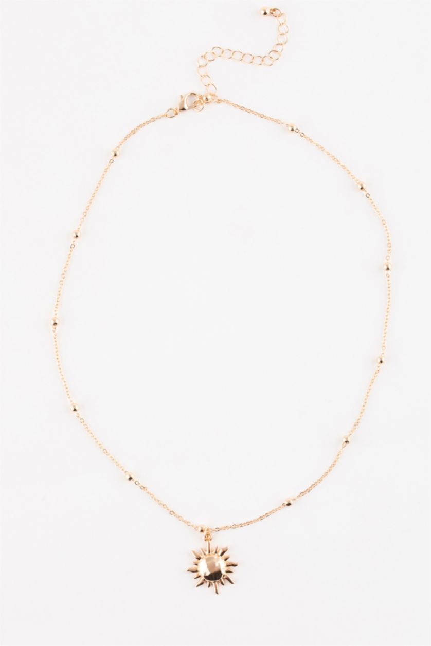 Kadın Altın Kadın Güneş Detaylı Gold Kolye