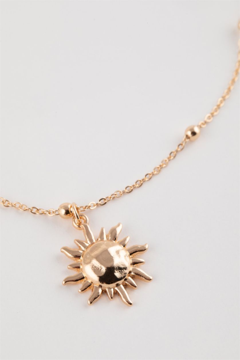 Kadın Altın Kadın Güneş Detaylı Gold Kolye