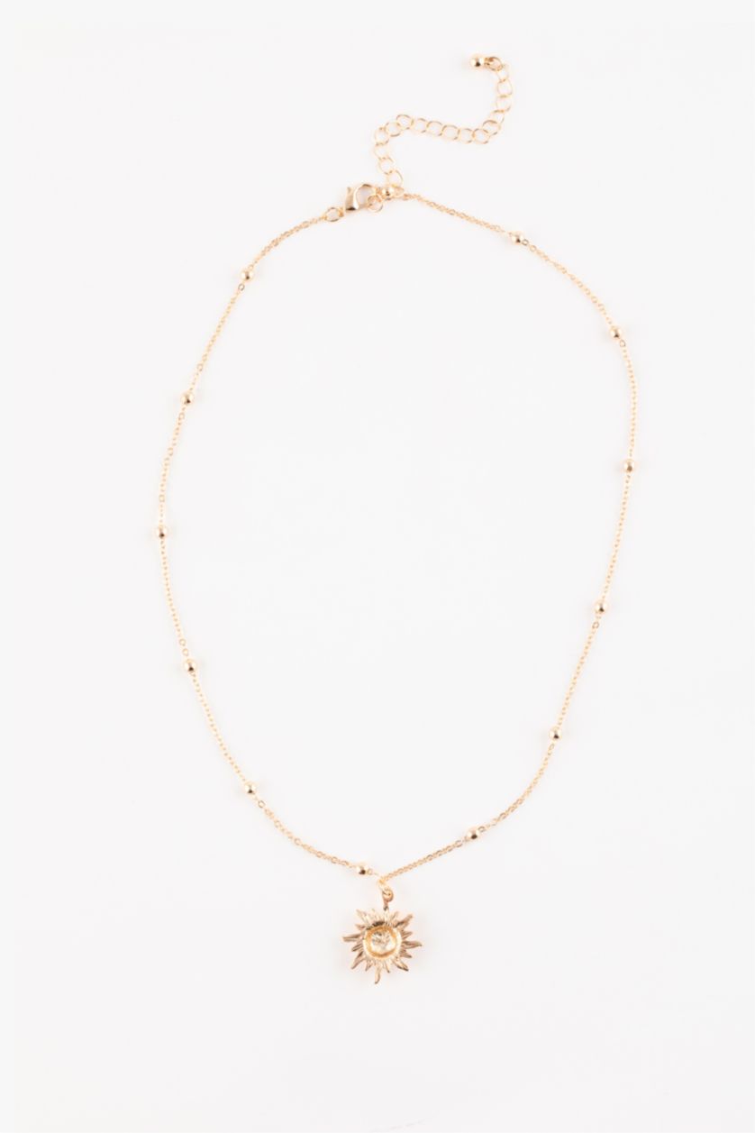 Kadın Altın Kadın Güneş Detaylı Gold Kolye