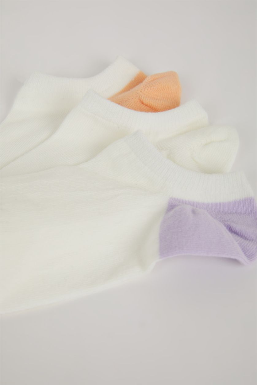 Kadın Beyaz Kadın Görünmez 3'lü Pamuklu Sneaker Çorap