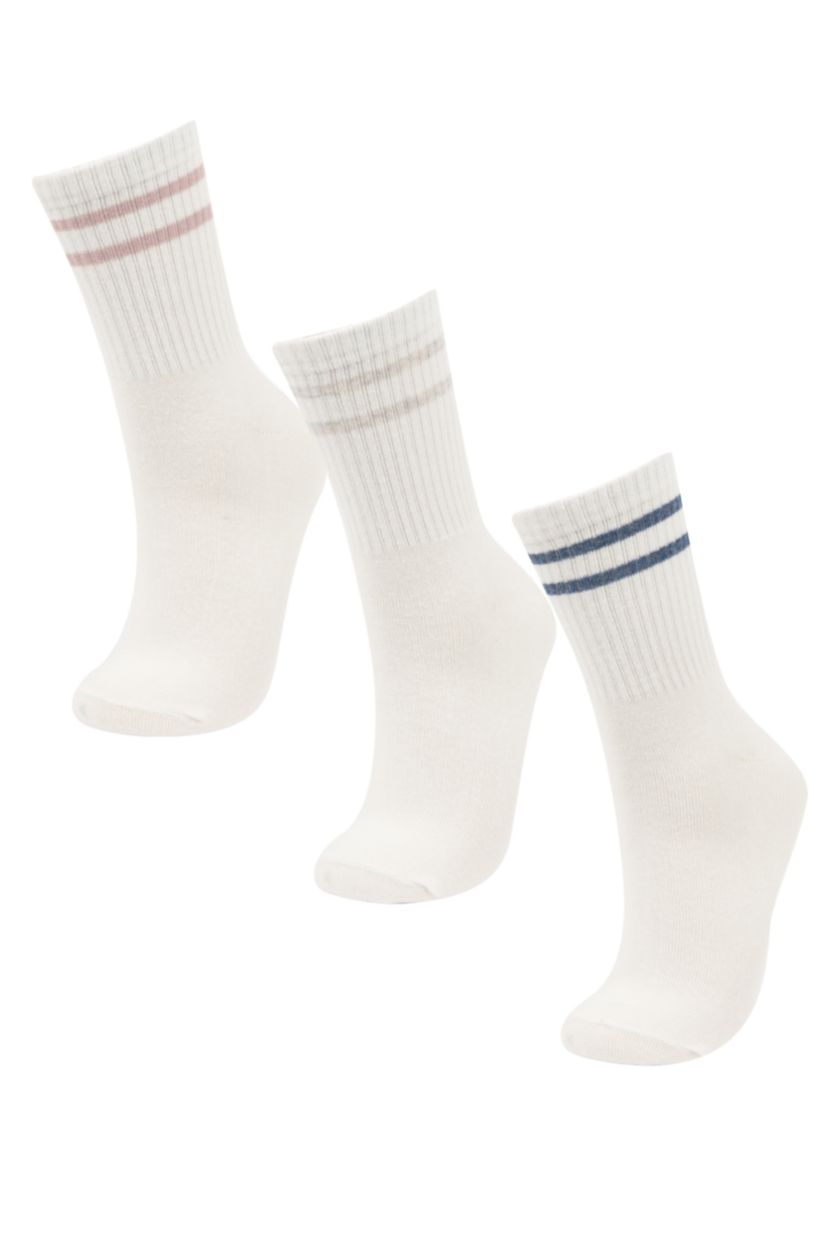 FEMME Blanc Chaussettes Longues Coton