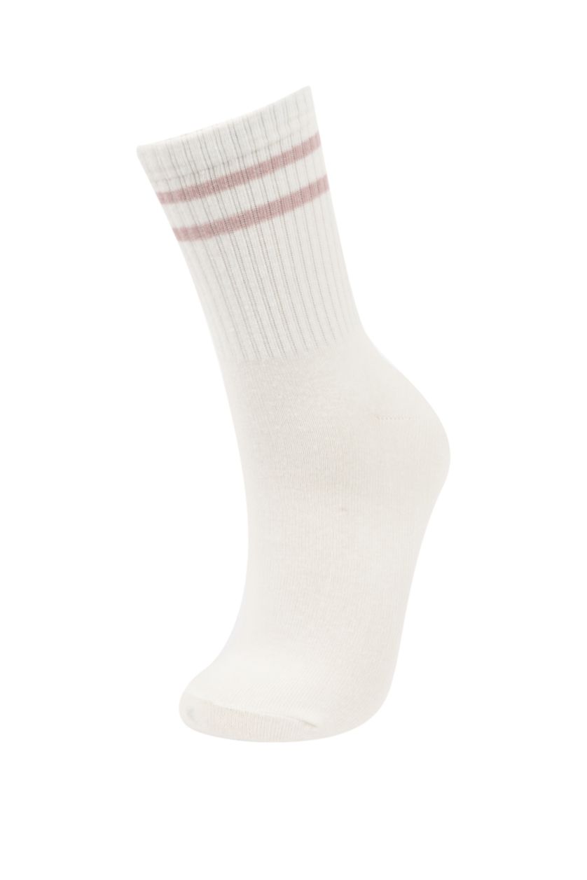 FEMME Blanc Chaussettes Longues Coton