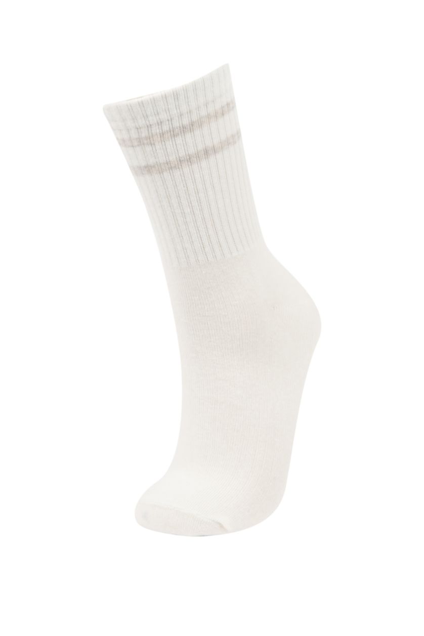 FEMME Blanc Chaussettes Longues Coton