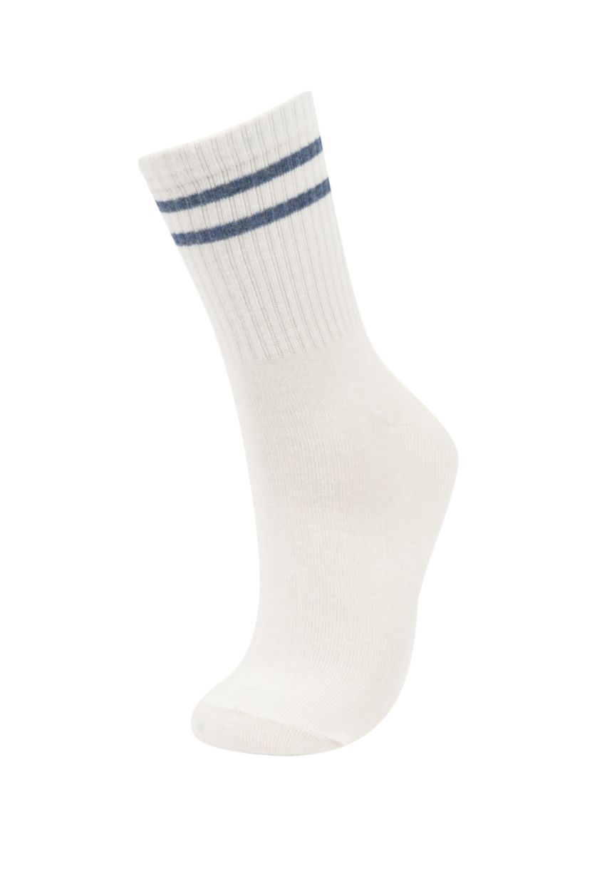 FEMME Blanc Chaussettes Longues Coton