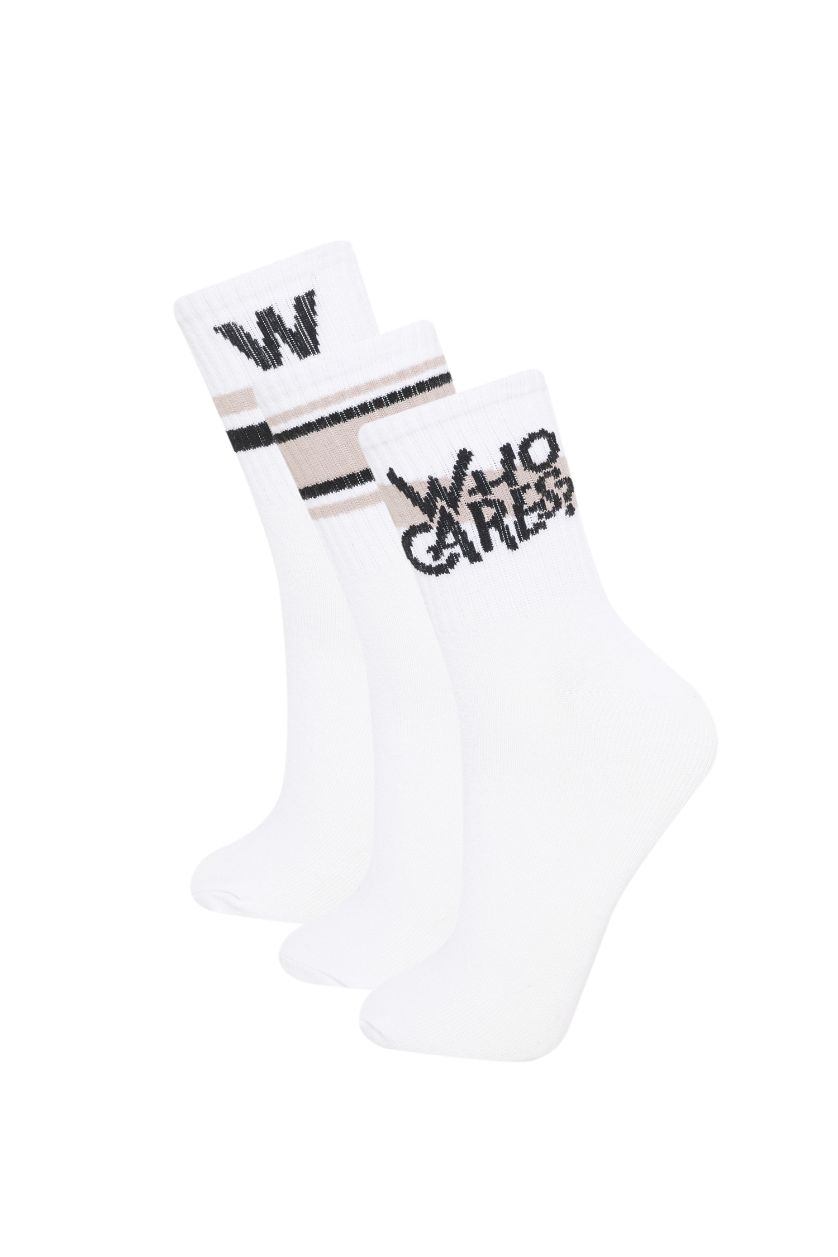 WOMAN White Woman 3 Piece Cotton Long Socks