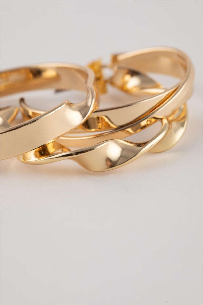 WOMAN GOLD Woman 3 Piece Hoop Gold Earrings