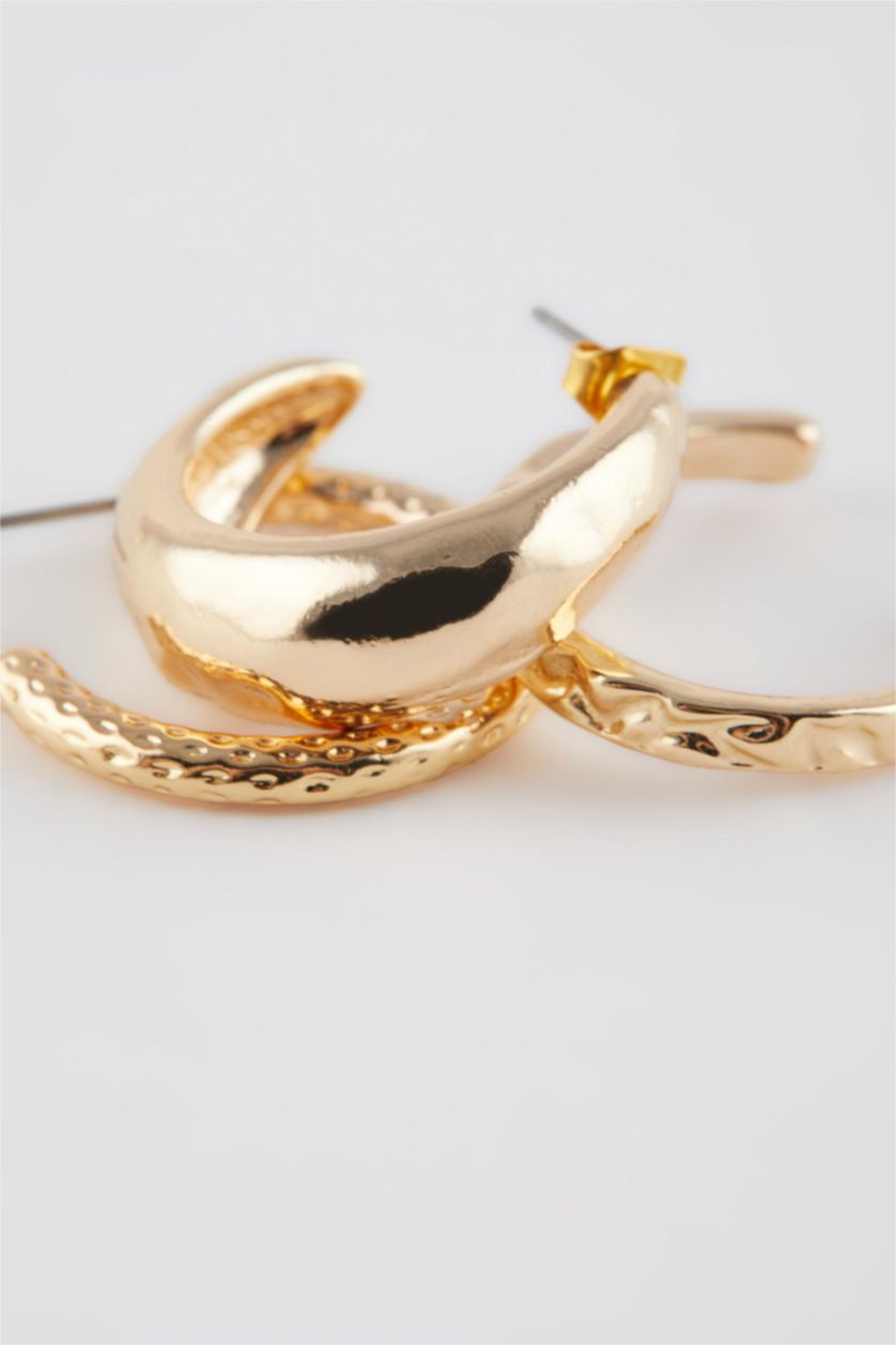 WOMAN GOLD Woman 3 Piece Hoop Gold Earrings