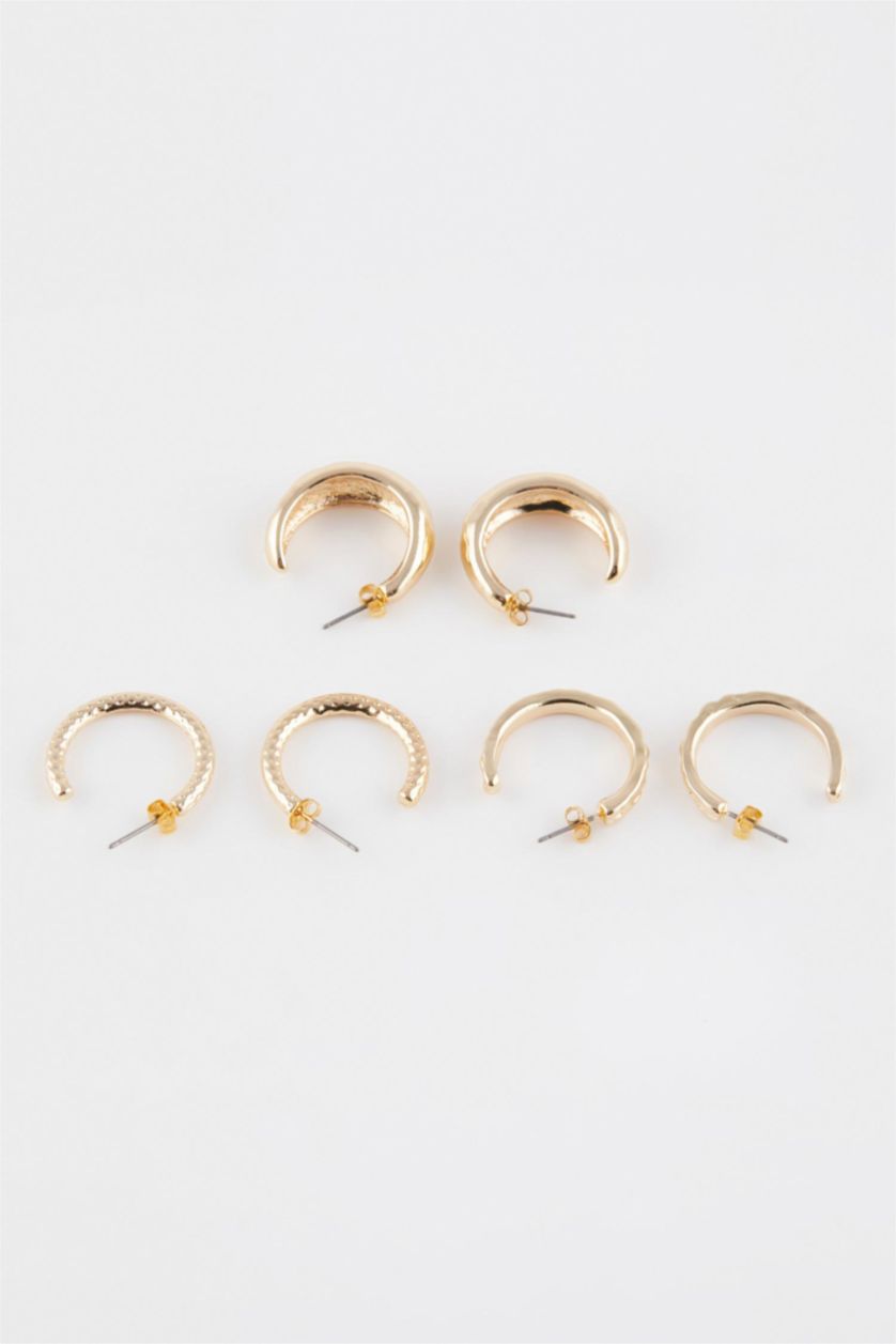 WOMAN GOLD Woman 3 Piece Hoop Gold Earrings
