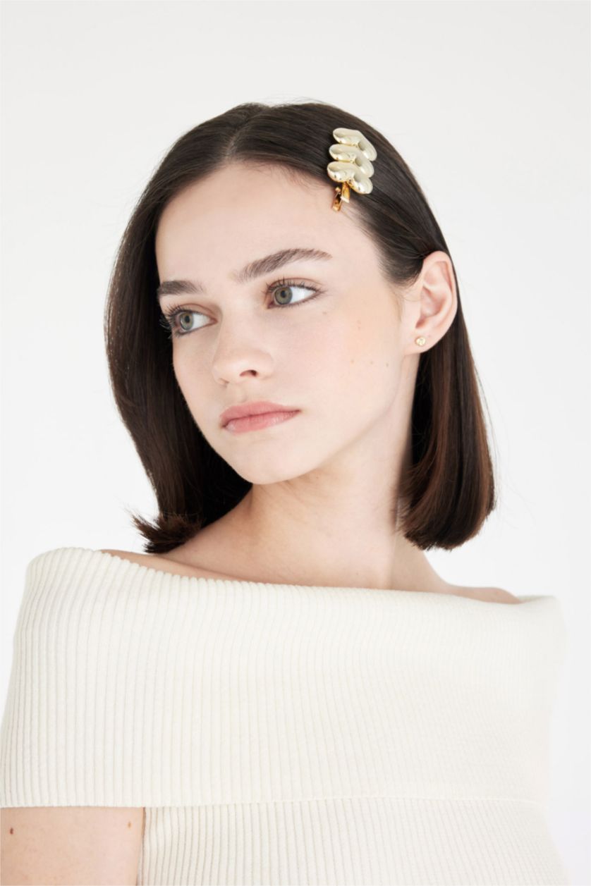 WOMAN GOLD Woman Heart Detailed Gold Buckle