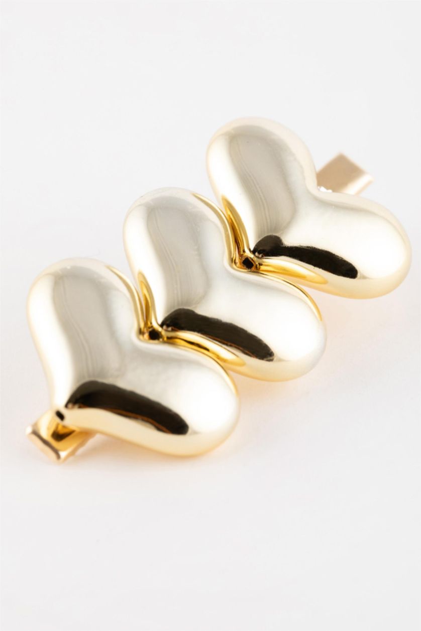 WOMAN GOLD Woman Heart Detailed Gold Buckle