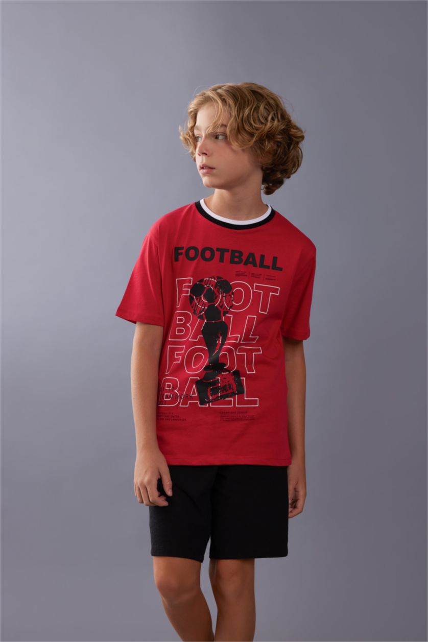 أولاد أحمر تيشيرت ولادي نص ردن مطبوع قصة عادية