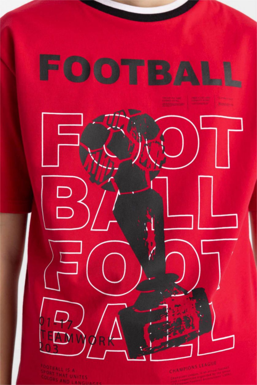 أولاد أحمر تيشيرت ولادي نص ردن مطبوع قصة عادية