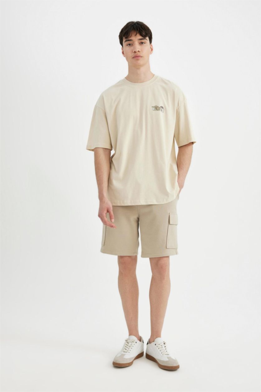 MAN Beige Oversize Fit Short Sleeve T-Shirt