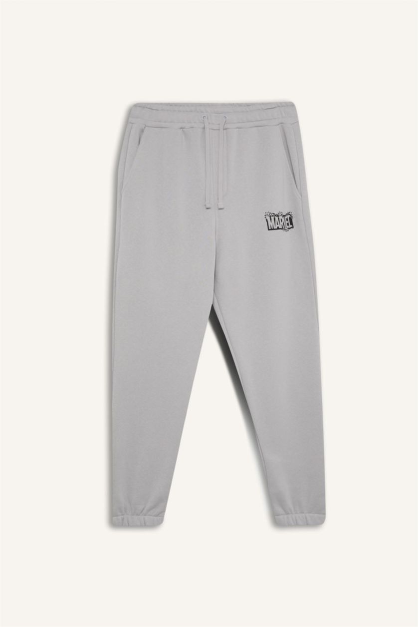 Ерлер Ашық сұр Marvel Logo Only қалыпты пішім Шалбар