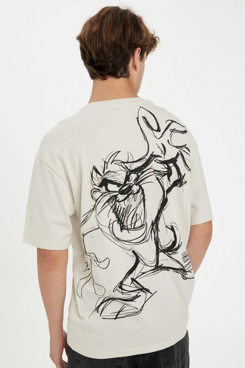 MAN Stone Looney Tunes Boxy Fit Back Printed T-Shirt