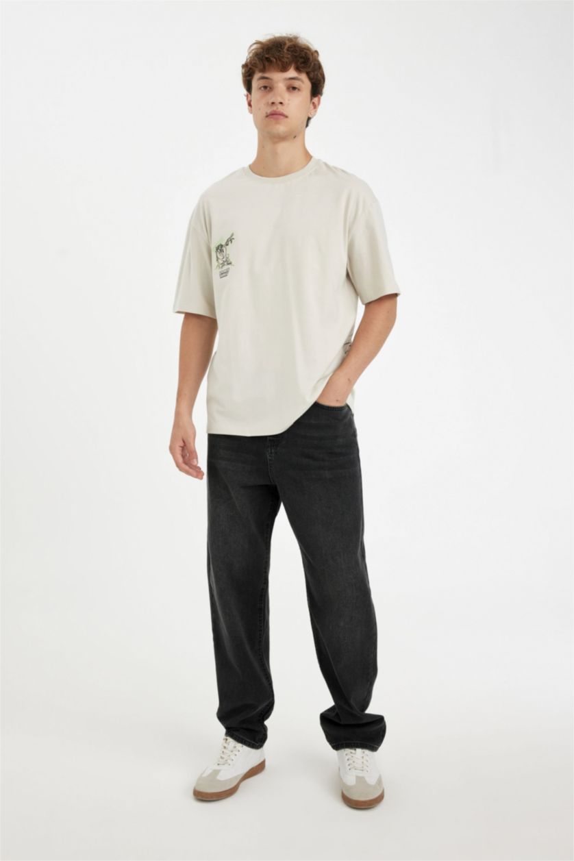 MAN Stone Looney Tunes Boxy Fit Back Printed T-Shirt