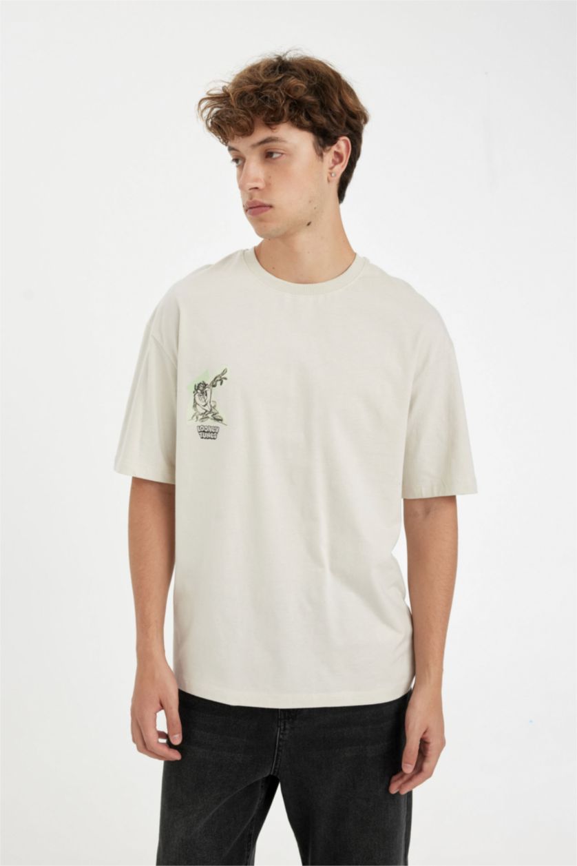 MAN Stone Looney Tunes Boxy Fit Back Printed T-Shirt