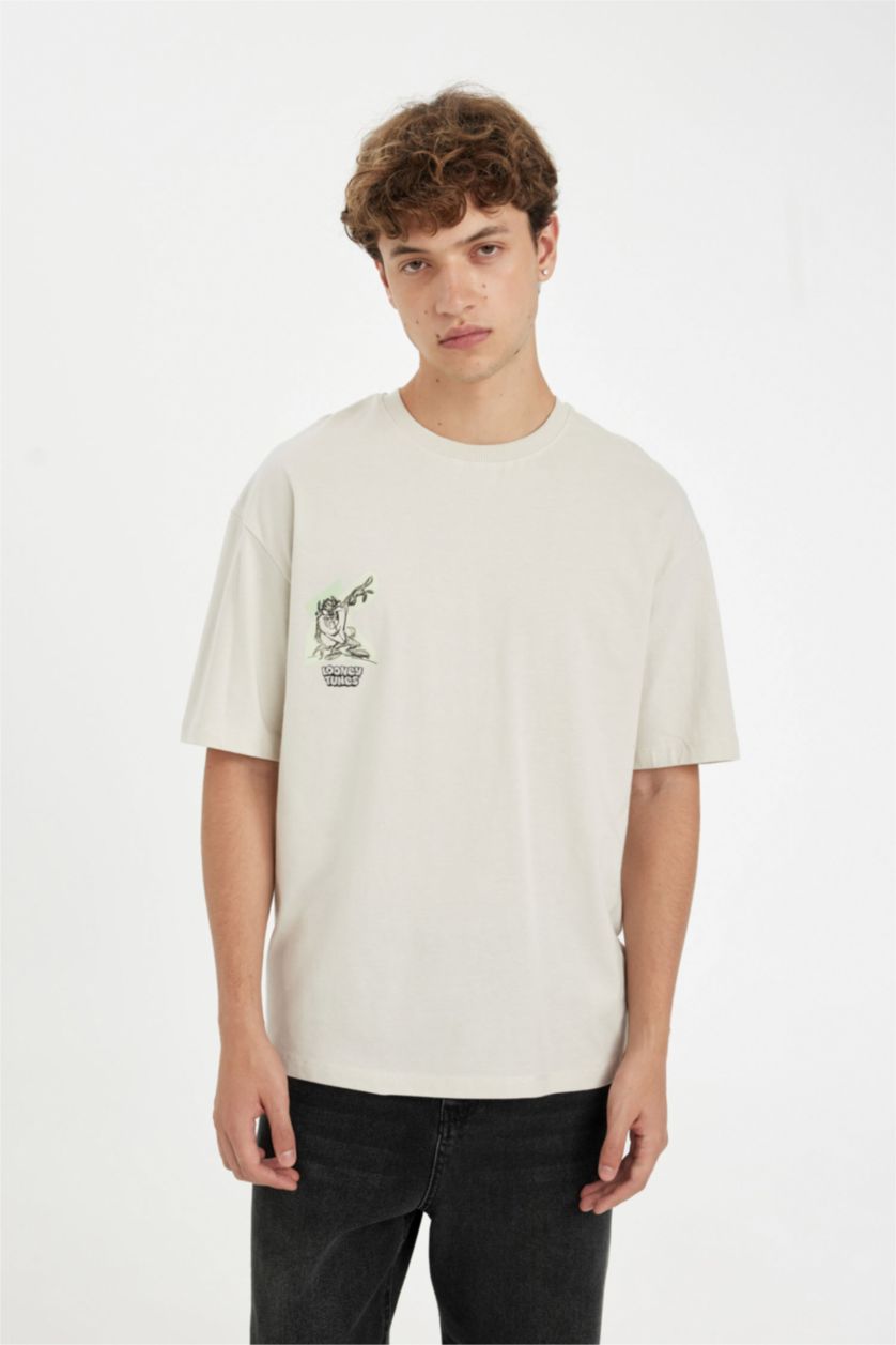 MAN Stone Looney Tunes Boxy Fit Back Printed T-Shirt