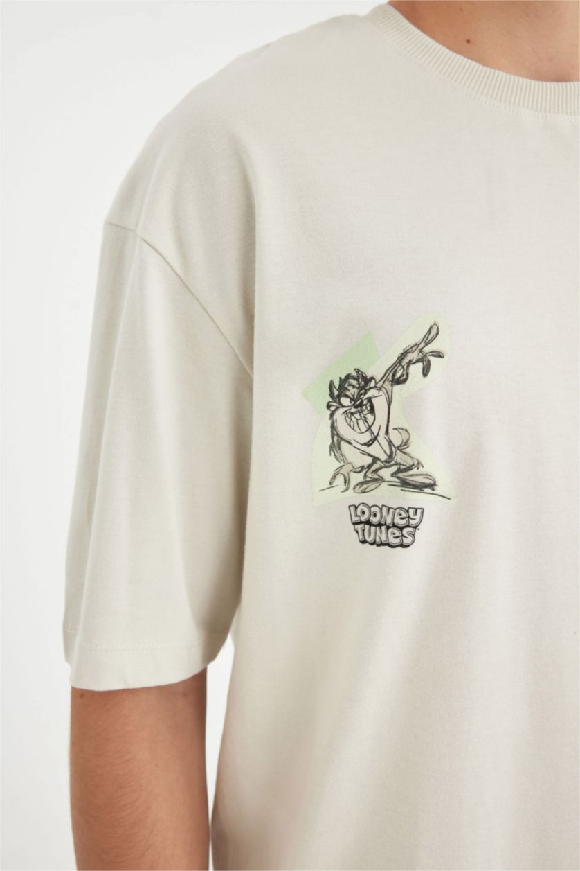 MAN Stone Looney Tunes Boxy Fit Back Printed T-Shirt