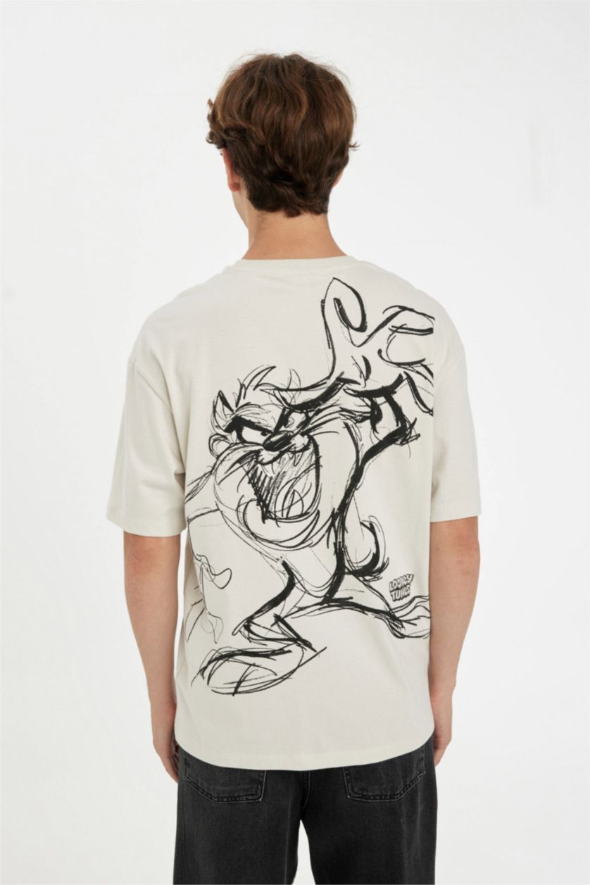 MAN Stone Looney Tunes Boxy Fit Back Printed T-Shirt