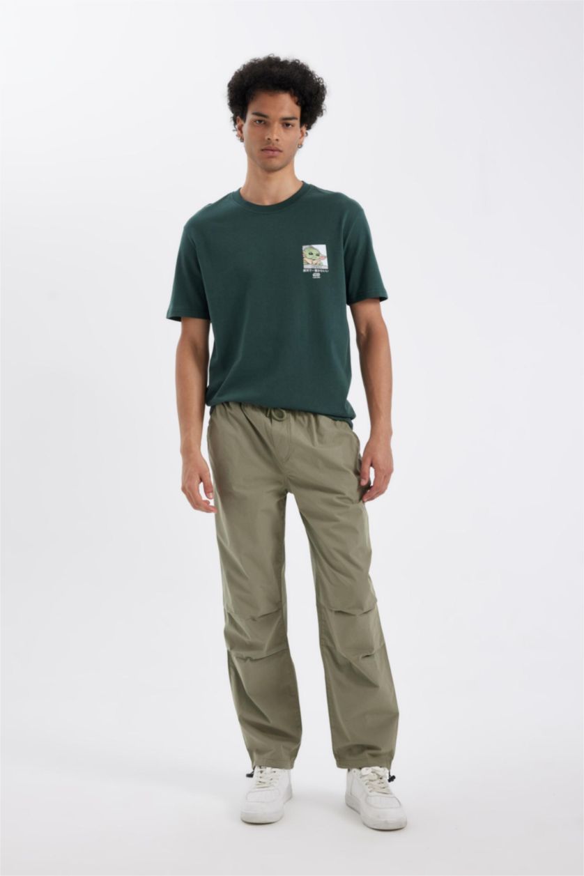 رجال أخضر غامق تيشيرت نص كم قصة عادية برقبة مستديرة من ستار وورز