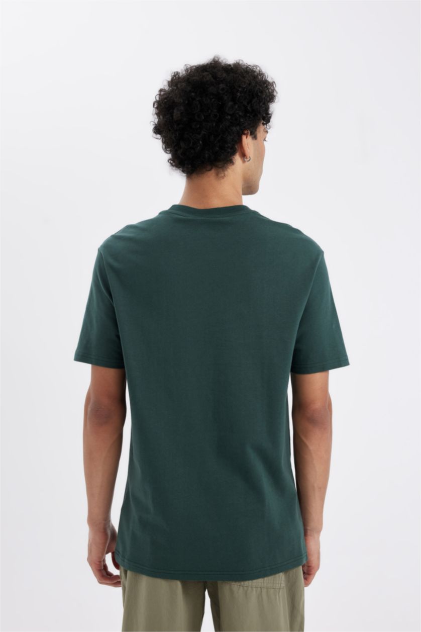 رجال أخضر غامق تيشيرت نص كم قصة عادية برقبة مستديرة من ستار وورز