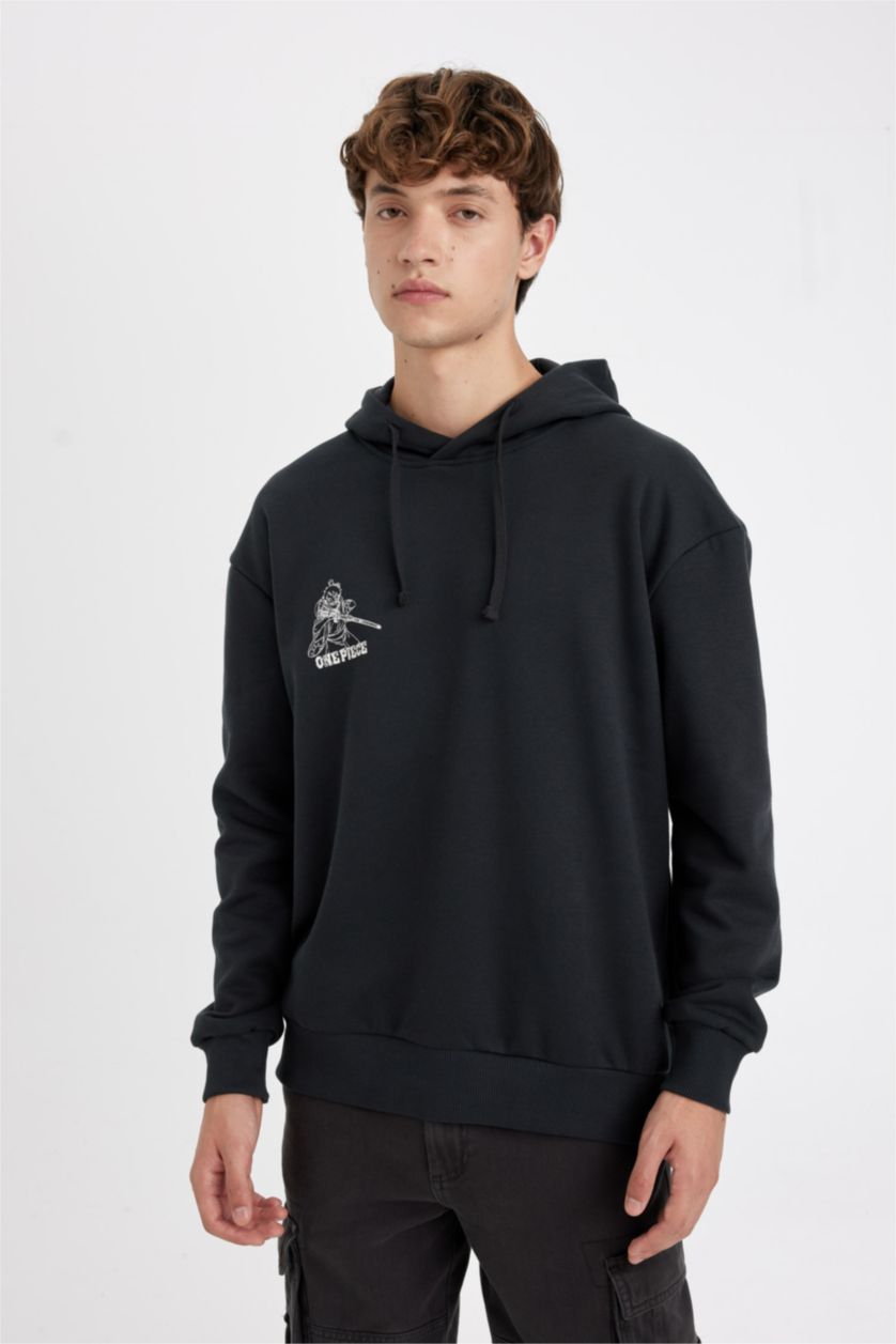 Мужчины Антрацит Свитшот One Piece с капюшоном