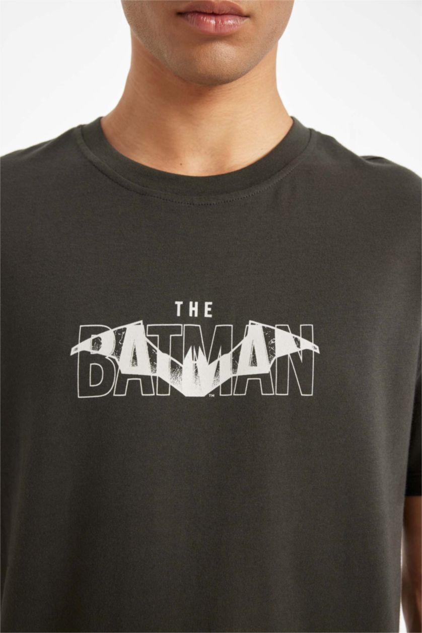 Erkek Antrasit %100 Pamuk Batman Regular Fit Bisiklet Yaka Kısa Kollu Tişört
