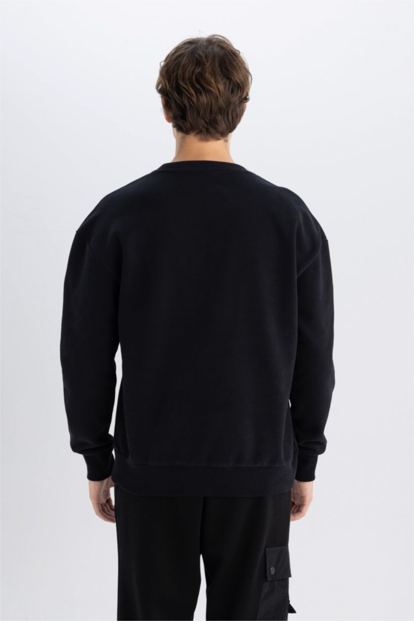 Ерлер қара Batman бокси фит үлкен дөңгелек жаға Свитер