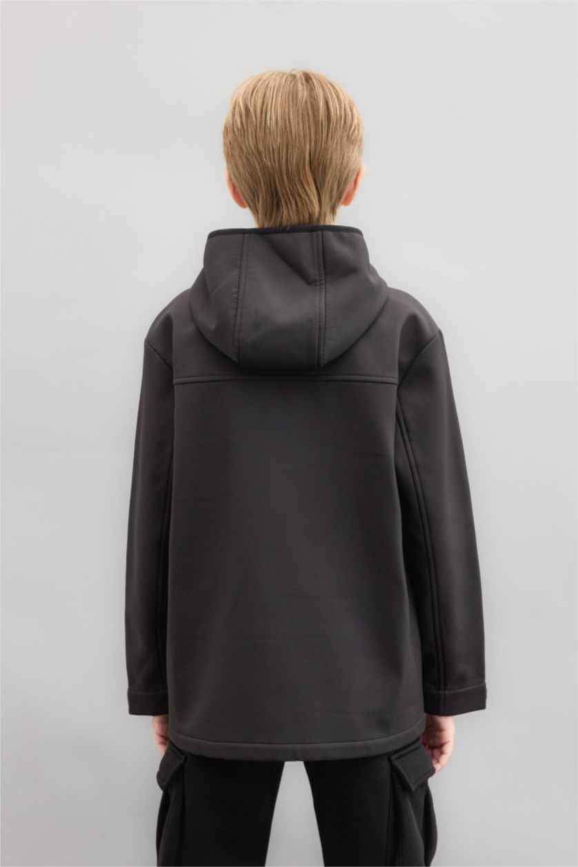 Boys & Teens Black Boy Hooded Water Repellent Fleece Lined Raincoat