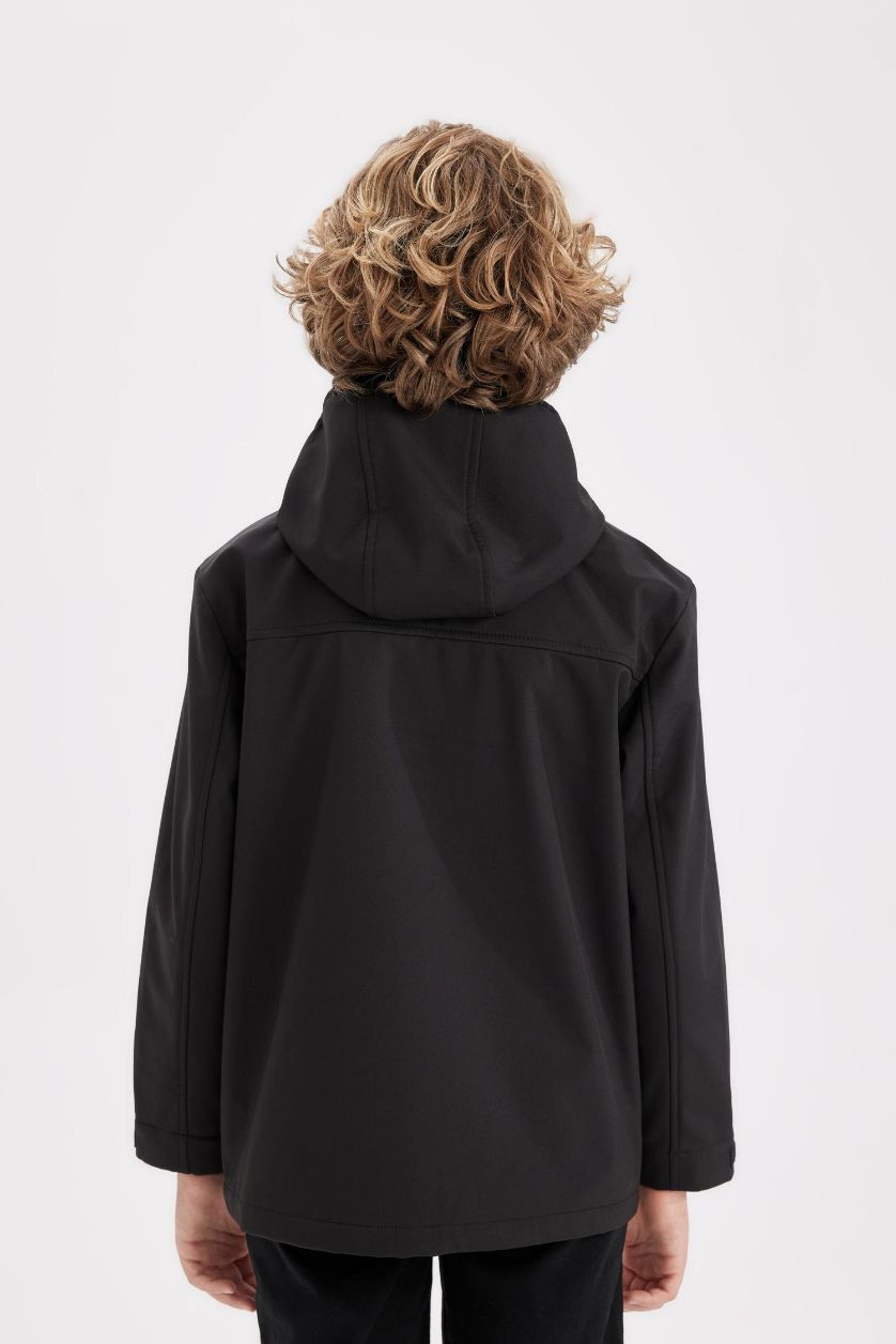 Boys & Teens Black Boy Hooded Water Repellent Fleece Lined Raincoat